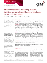 Effect of Angiotensin Converting Enzyme Inhibitor and Angiotensin II Receptor Blocker on the Patients with Sepsis