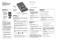 Portable Cassette Tape Recorder Cassette Tape Compartment 14-1117 a DC 6V — Connect an Adapter and Use AC Or DC Power