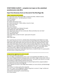 STEEP PARISH SURVEY – Complete Text Input on the Submitted Questionnaires July 2011 Input from Business Forms at the End of the File (Page 36)