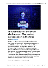 The Aesthetic of the Drum Machine and Mechanical Introspection in the Club | N2o5r Iseenpt