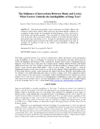 The Influence of Interactions Between Music and Lyrics: What Factors Underlie the Intelligibility of Sung Text?