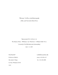 “Whiteness”: Its Place in the Historiography of Race and Class