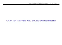 Affine and Euclidean Geometry Affine and Projective Geometry, E