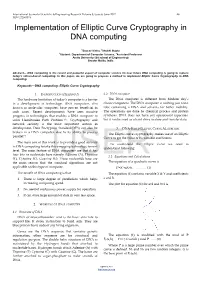 Implementation of Elliptic Curve Cryptography in DNA Computing