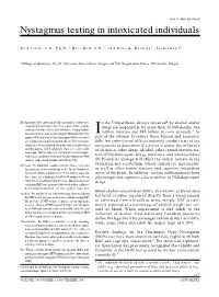 "Nystagmus Testing in Intoxicated Individuals," Citek