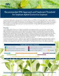 Recommended IPM Approach and Treatment Threshold for Soybean Aphid Control in Soybean