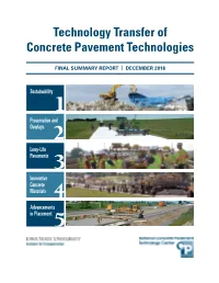 Technology Transfer of Concrete Pavement Technologies