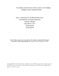 Urea Subsidies and the Decision to Allocate Land to a New Fertilizing Technology: Ex-Ante Analysis in Ecuador