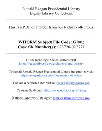 WHORM Subject File Code: GI002 Case File Number(S): 023720-023721