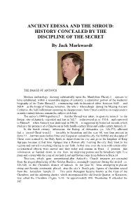 Ancient Edessa and the Shroud: History Concealed by the Discipline of the Secret