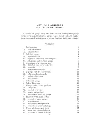 MATH 101A: ALGEBRA I PART A: GROUP THEORY in Our