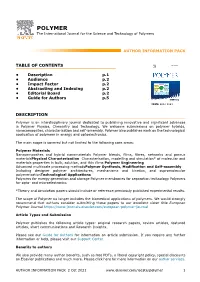POLYMER the International Journal for the Science and Technology of Polymers