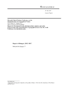 Report on the Activity of the Hungarian Committee on Geographical Names
