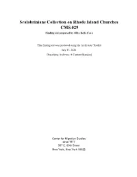 Scalabrinians Collection on Rhode Island Churches CMS.029 Finding Aid Prepared by Olha Della Cava