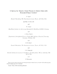 A Survey for Massive Giant Planets in Debris Disks with Evacuated Inner Cavities1