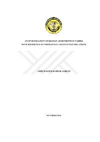 An Investigation of Iranian Apartments in Tabriz with Reference to Their Space and Function Relations