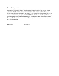 Distribution Agreement in Presenting This Thesis As a Partial Fulfillment Of