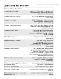 Questions for Science