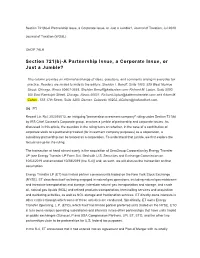 Section 721(B)-A Partnership Issue, a Corporate Issue, Or Just a Jumble?, Journal of Taxation, Jul 2020