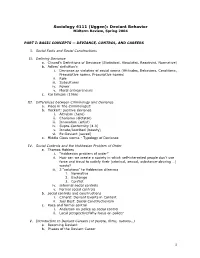 Sociology 4111 (Uggen): Deviant Behavior Midterm Review, Spring 2004