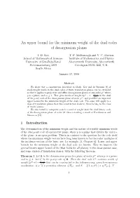 An Upper Bound for the Minimum Weight of the Dual Codes of Desarguesian Planes