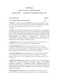 ANSWER KEY Sybsc. Life Sciences- SEM