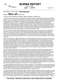 BURMA REPORT February 2007 Jrefrmh = Rws Wf R;F Issue N° 44