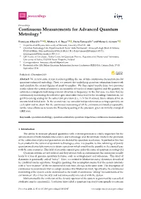 Continuous Measurements for Advanced Quantum Metrology †