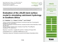 Evaluation of the JULES Land Surface Model in Simulating Catchment