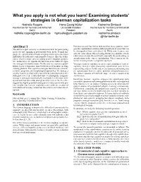Examining Students' Strategies in German Capitalization Tasks