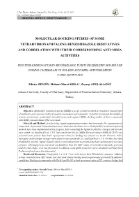 Molecular Docking Studies of Some Tetrahydronaphtalene-Benzimidazole Derivatives and Correlation with Their Corresponding Anti-Mrsa Activities