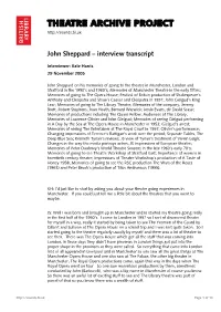 Theatre Archive Project: Interview with John Sheppard