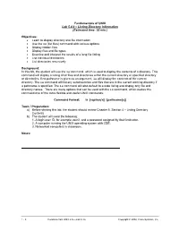 Fundamentals of UNIX Lab 5.4.6 – Listing Directory Information (Estimated Time: 30 Min.)