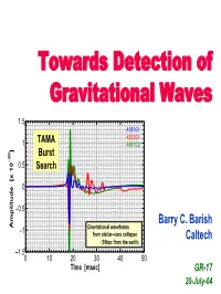 Towards Detection of Gravitational Waves 1.5 A1B1G1 A3B3G1 1 TAMA A4B1G2 ] Burst –20 0.5 Search
