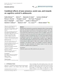 Combined Effects of Peer Presence, Social Cues, and Rewards on Cognitive Control in Adolescents
