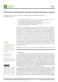 Ecotoxicity and Hemolytic Activity of Fluorinated Ionic Liquids