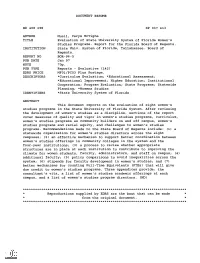 Evaluation of State University System of Florida Women's Studies Programs