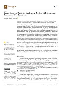 Green Concrete Based on Quaternary Binders with Significant Reduced Of
