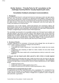 Kneller Gardens – ‘Friendly Parks for All’ Consultation on the Challenges Faced by Blind Or Visually Impaired Park Users