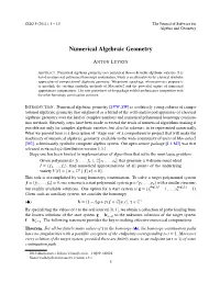 Numerical Algebraic Geometry