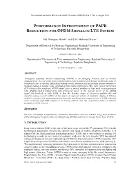 Performance Improvement of Papr Reduction for Ofdm Signal in Lte System