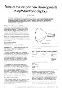 State of the Art and New Developments in Optoelectronic Displays