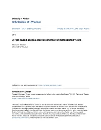 A Role-Based Access Control Schema for Materialized Views