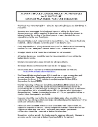 Account Guidelines for Managers and Delegates