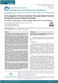 An Investigation of Various Inspiratory Times and Inflation Pressures