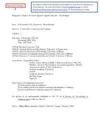 Biographical Sketch of Charles Egerton Osgood, Educator - Psychologist