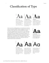 Classi Cation of Type