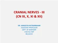 Cranial Nerves - Iii (Cn Ix, X, Xi & Xii)