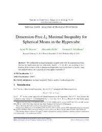 Dimension-Free L2 Maximal Inequality for Spherical Means in the Hypercube