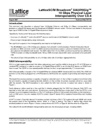 Latticesc/M Broadcom XAUI/Higig 10 Gbps Lattice Semiconductor Physical Layer Interoperability Over CX-4